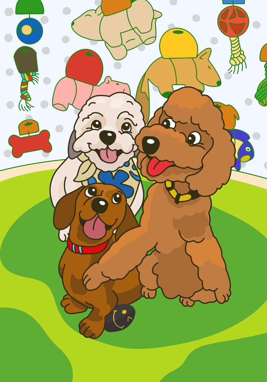 愛犬の似顔絵イラストをキャラクター風に描きます うちの子グッズがはかどりますよ♪ イメージ1