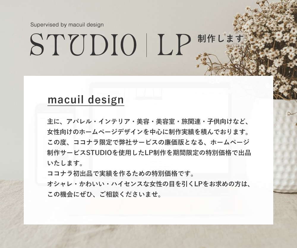 女性に刺さるオシャレで印象的なLPを制作します WEBサイト制作歴15年以上！女性向けサイト実績多数！ イメージ4