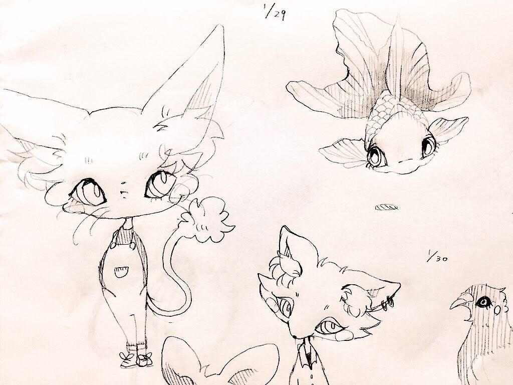 アナログ+デジタル着色のイラスト描きます 女の子！動物！手描き感！可愛い！絶対被らない可愛さを… イメージ6