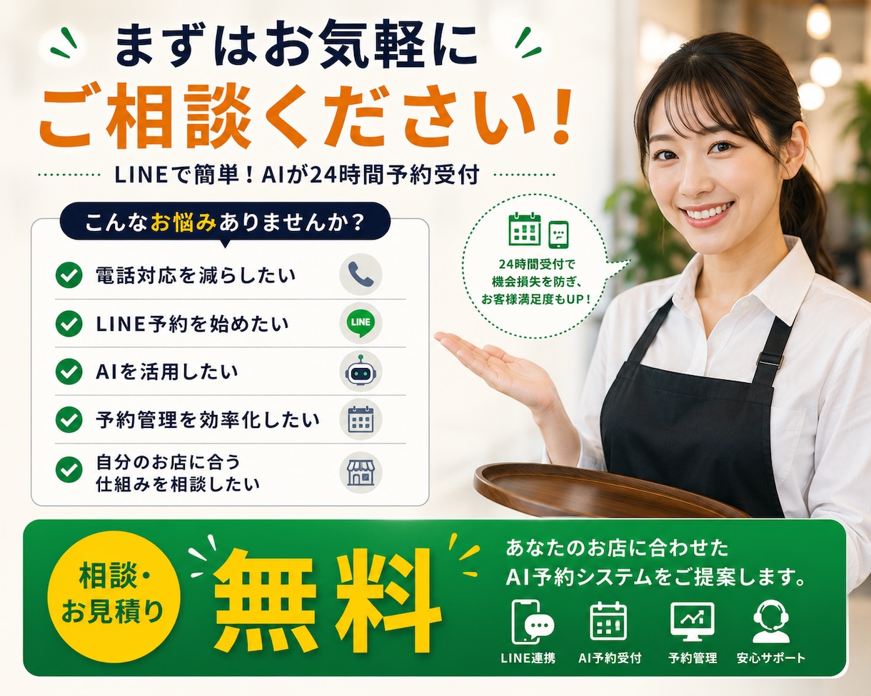 LINE Harnessで飲食店予約を自動化します AI予約受付＋管理画面で予約状況を一括確認！ イメージ10