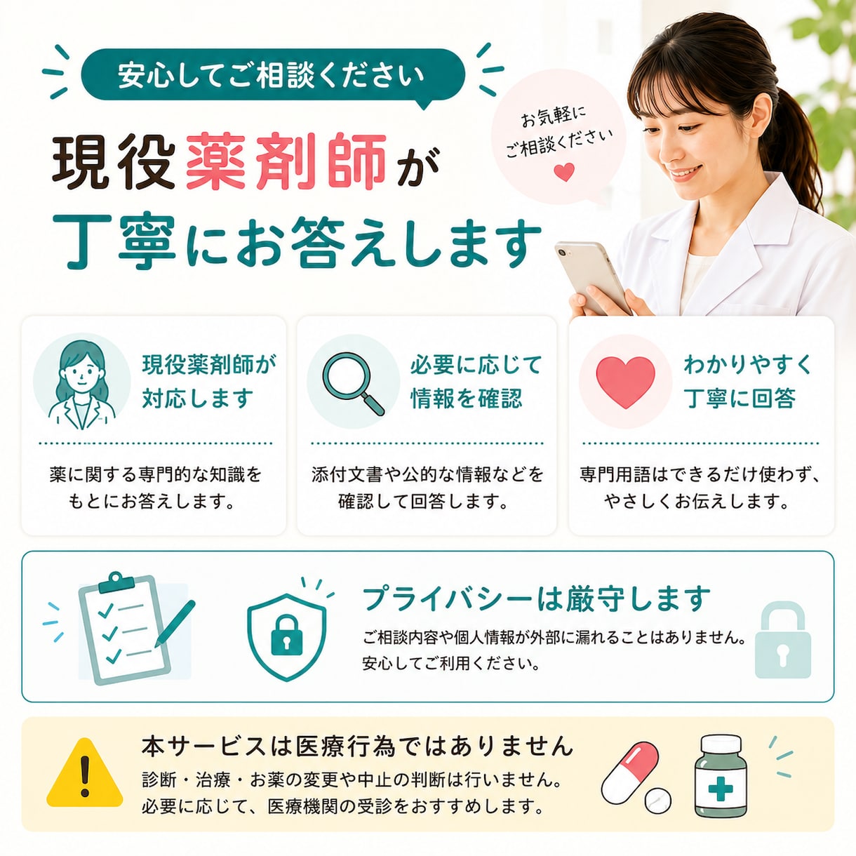 薬のこと、誰に聞けばいい？薬剤師がお答えします 病院や薬局で聞きそびれた疑問、薬剤師に聞いてみませんか？ イメージ4