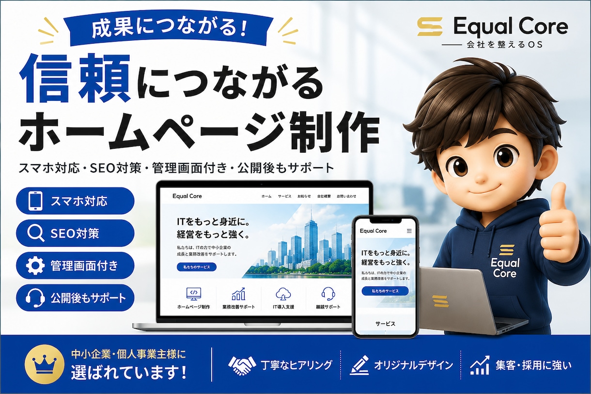 成果につながる高品質なホームページを制作します 「作るだけ」で終わらない。集客・採用・信頼につながるHP制作 イメージ1
