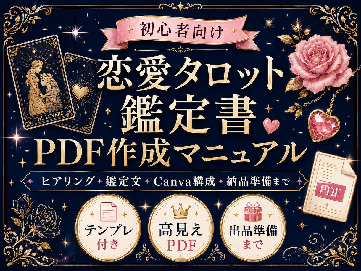 恋愛タロット鑑定書PDFの作り方をお届けします 初心者でも迷わない！テンプレ付き鑑定書PDF出品ガイド イメージ1