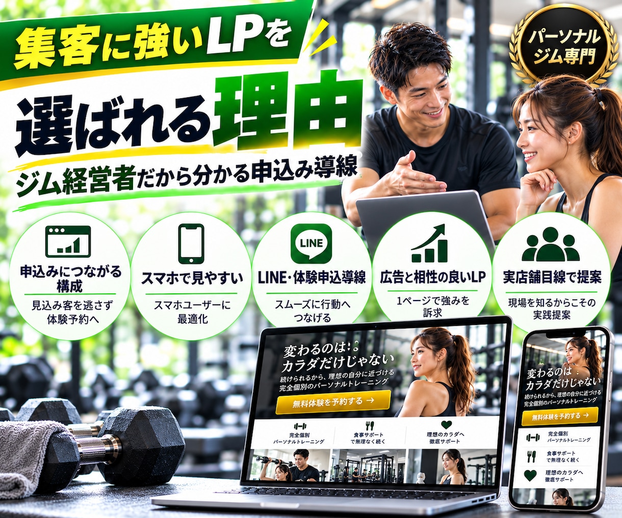 パーソナルジム専門のLPを制作します 体験予約につながる導線重視のLPを制作 イメージ4