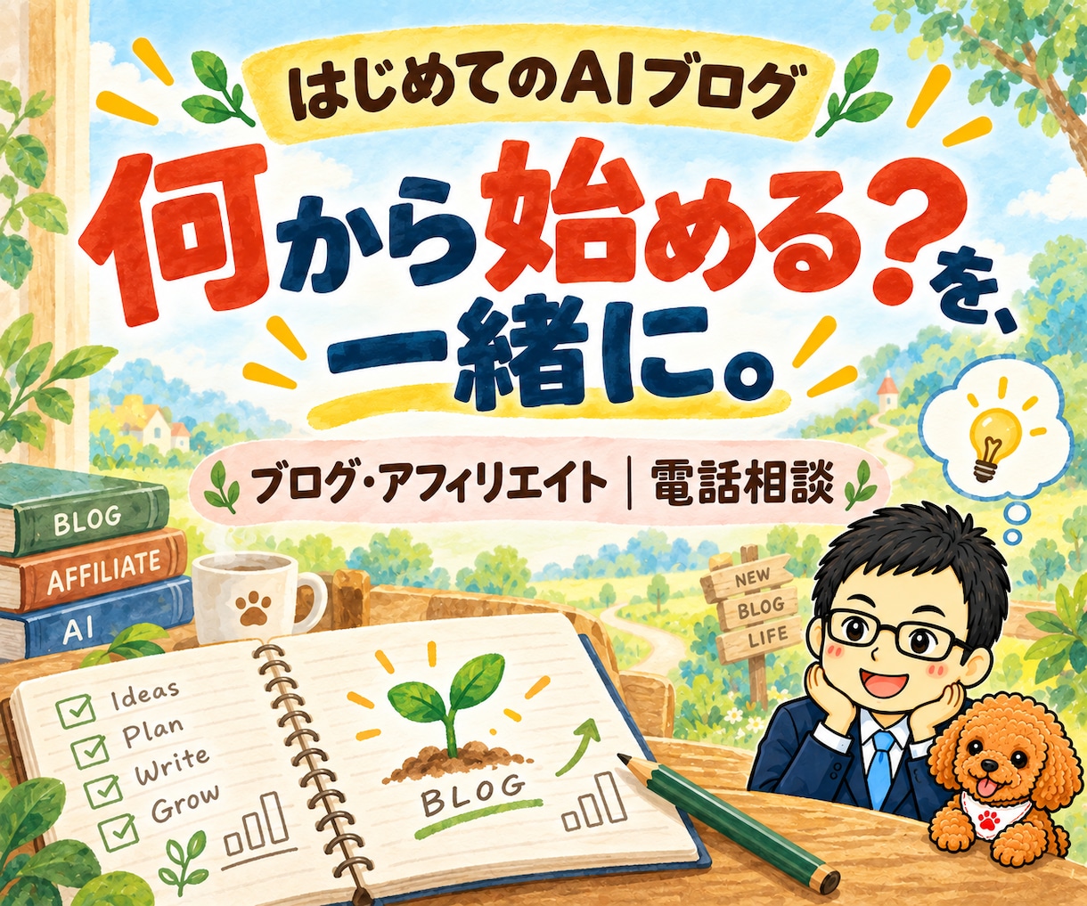 初心者のAIブログ・アフィリエイト相談に乗ります ChatGPTなどの活用と自動化を、始める順番から電話で イメージ1