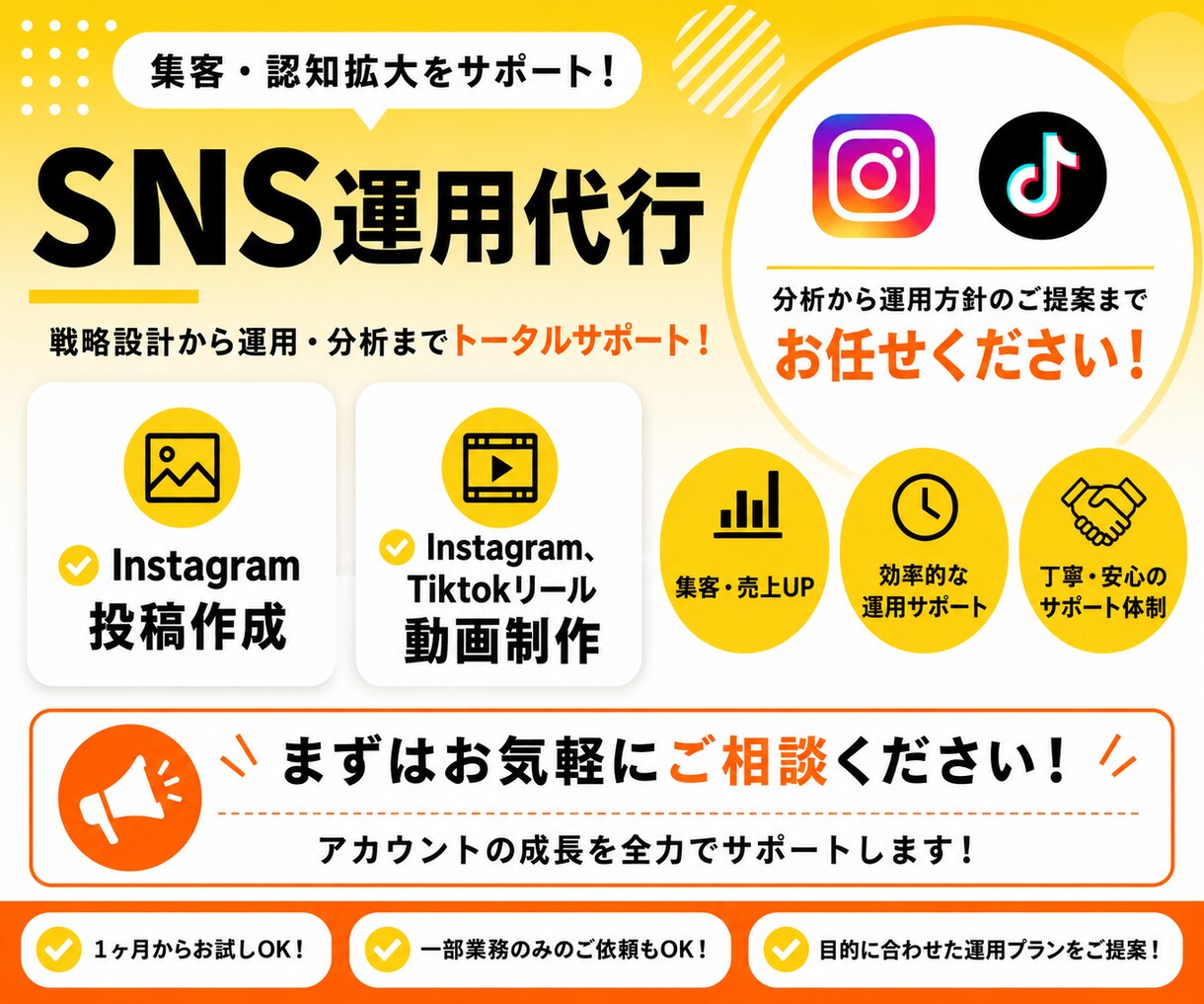 丸投げOK！格安でインスタの運用代行いたします SNS初心者大歓迎！画像作成から投稿まで丁寧にお手伝いします イメージ1