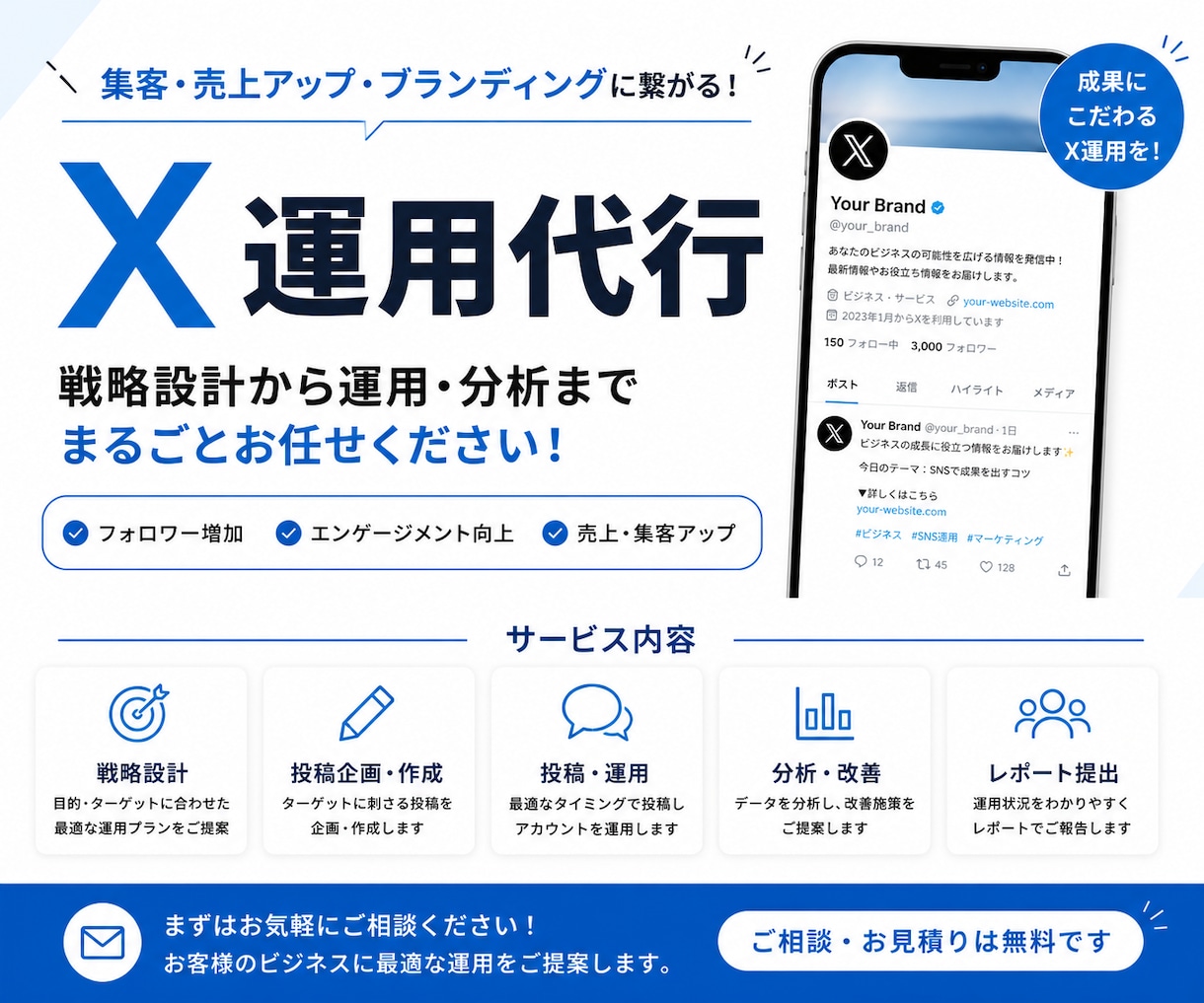 Xの運用代行をさせていただきます 成果につながるアカウント運用をサポートします イメージ1