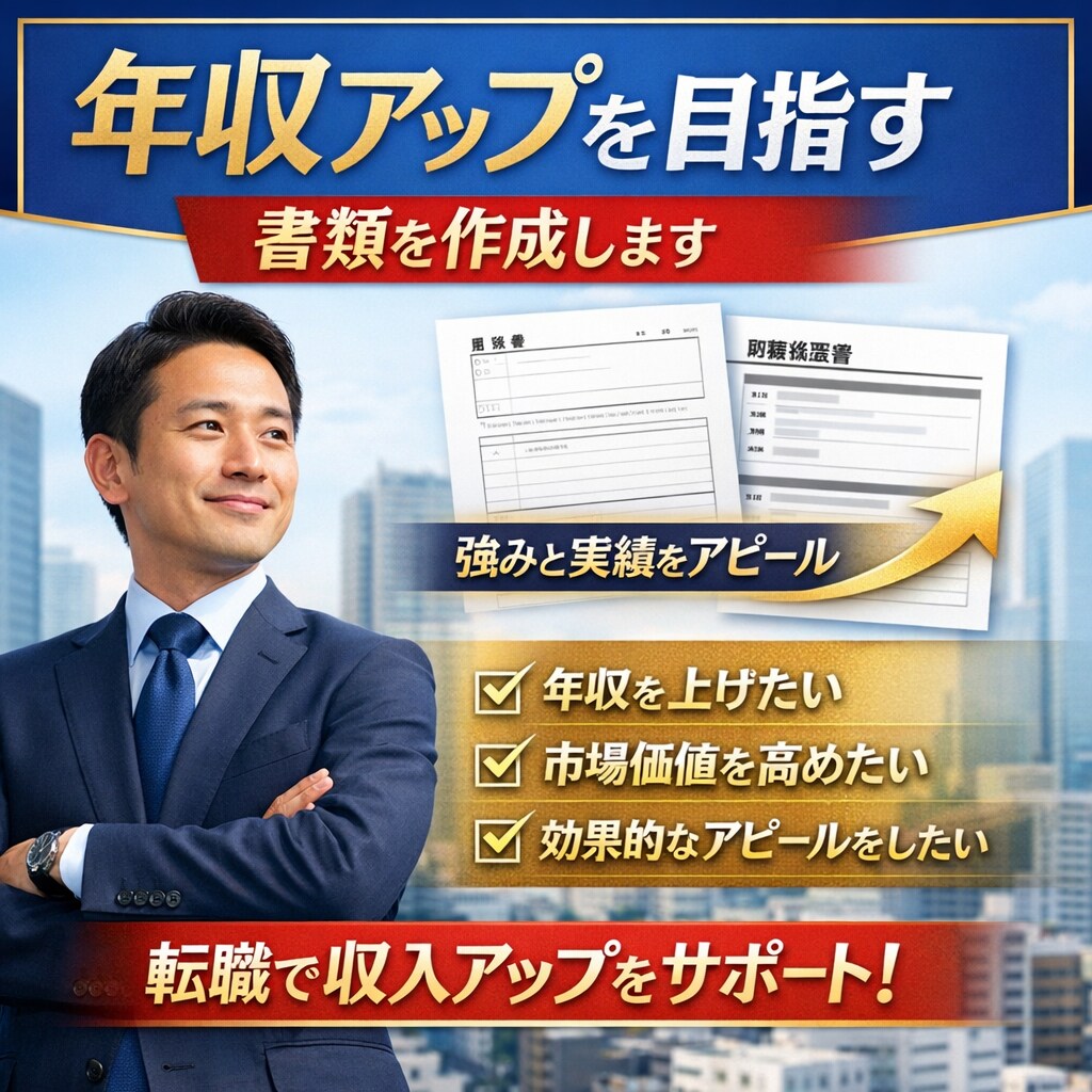 年収アップを目指す書類を作成します 転職で収入を見直したい方へ｜強みを整理し表現 イメージ1