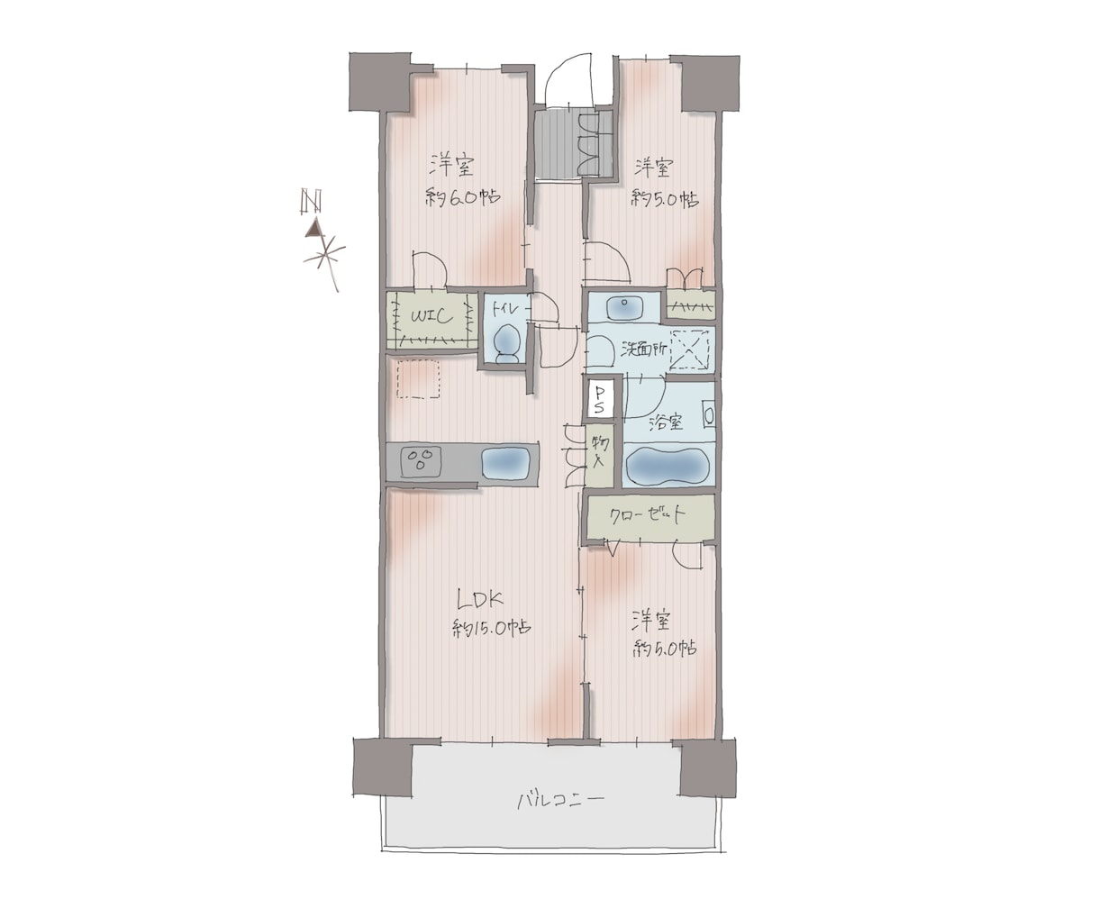 優しいタッチの手描き図面を描きます 建築士イラストレーターが図面・間取り図の印象UPをお手伝い イメージ8