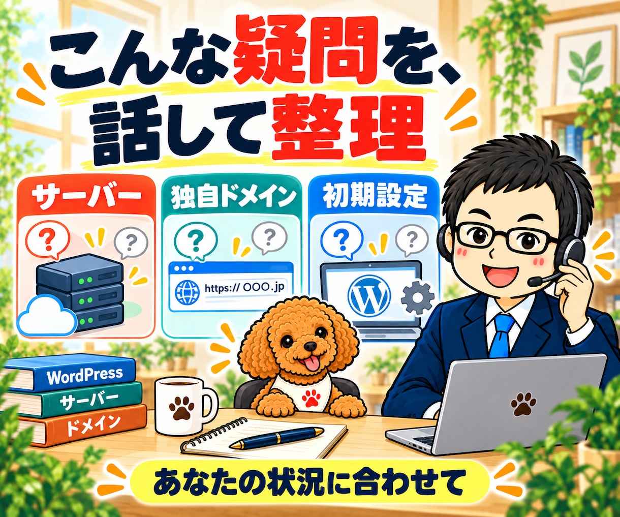 WordPress開設・サーバー選びを相談できます 独自ドメイン・初期設定を初心者にもやさしく電話で説明 イメージ2