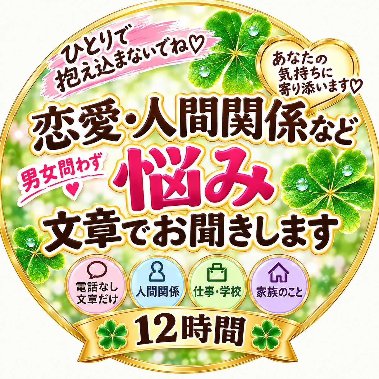 誰にも言えない恋の悩み等文章でじっくりお聞きします 電話なし・文章だけで丁寧にお話をお聞きします イメージ1