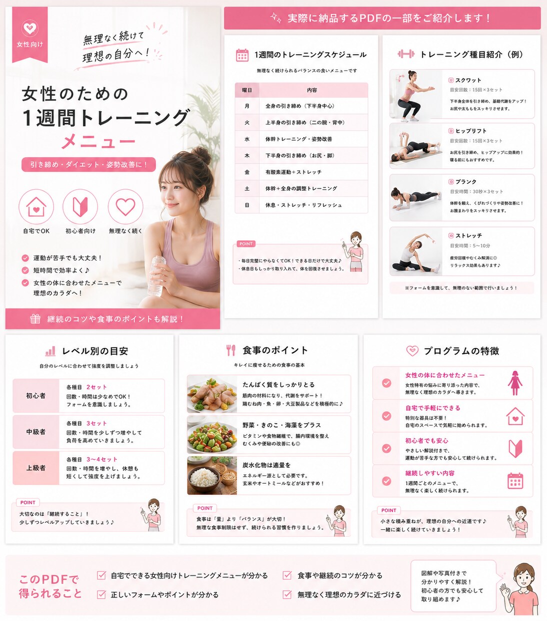 女性初心者向け：自宅筋トレ作成します 無理なくつづけれる優しいメニュー！ イメージ2
