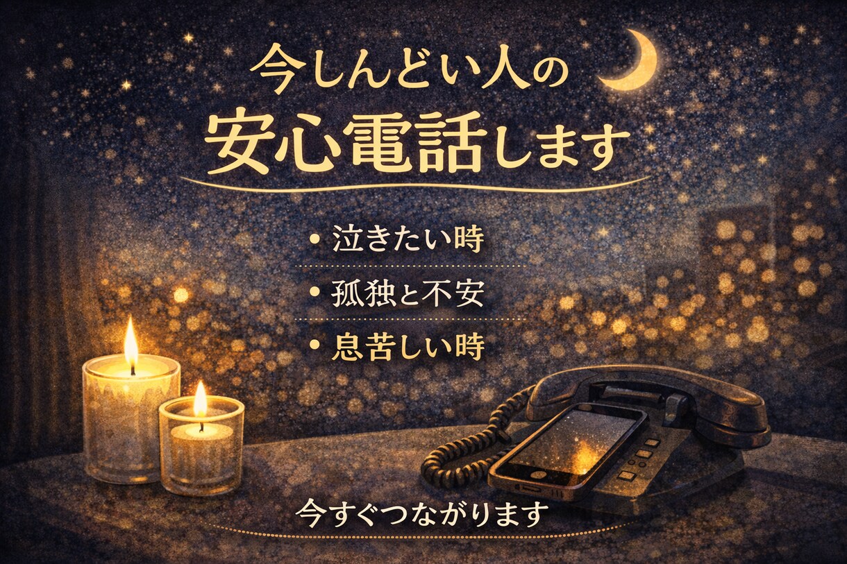 今しんどい人の安心電話します 今この瞬間のつらさ、今この瞬間誰かと繋がりたい、あなたへ。 イメージ2