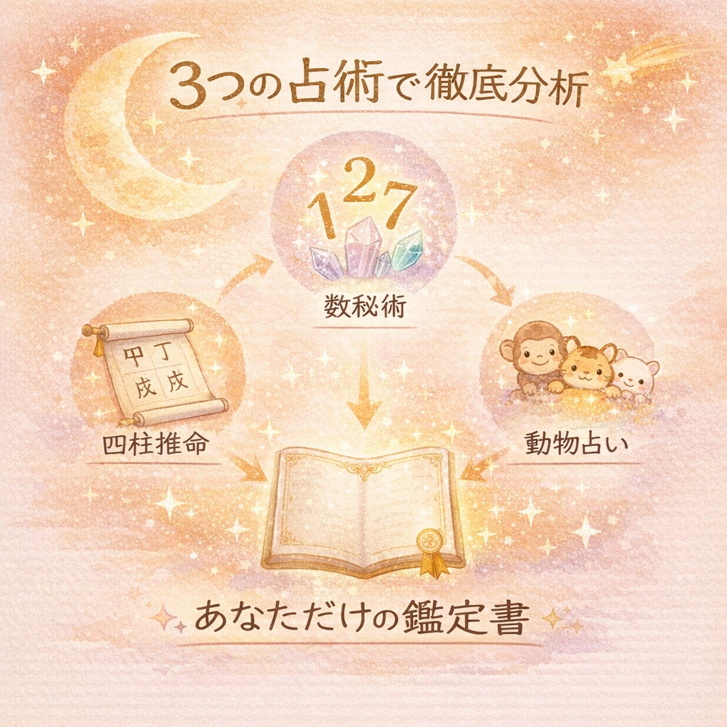 心に寄り添う本格占い 本質を見抜き、背中を押します 四柱推命×数秘術×動物占いで、あなたの迷いを希望に イメージ2