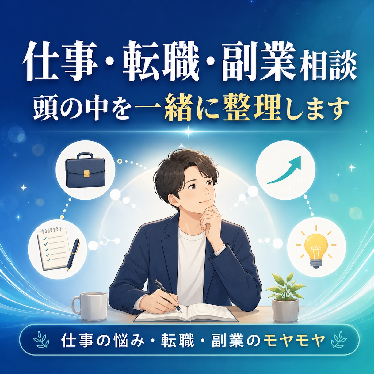 仕事・転職・副業・学びの悩みを整理します 悩み、転職、副業、副業を学ぶ前の迷いを一緒に整理します。 イメージ1