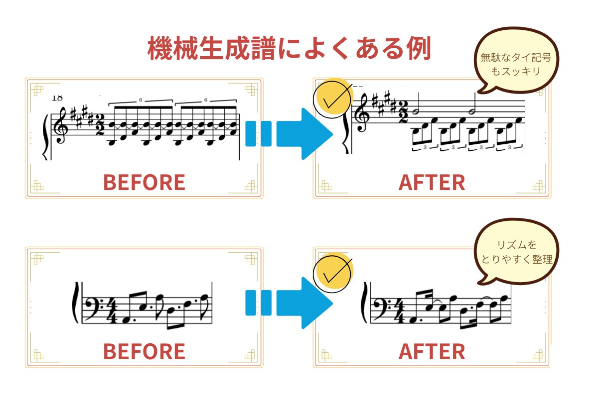 DTM・AI生成譜を演奏用に浄書します 機械が作った楽譜を、演奏者が迷わず弾ける譜面に。 イメージ2