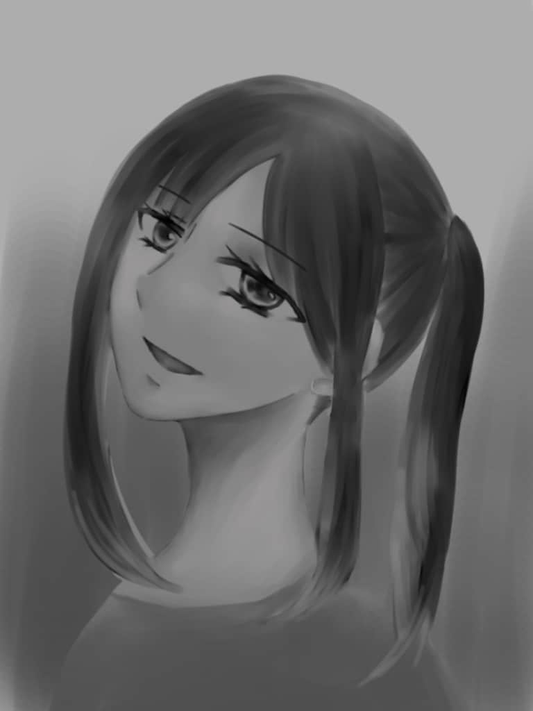 モノクロでキレイな女性のイラストに表現します 明るい色を使わず厚塗りで重ねて柔らかく描きます イメージ2