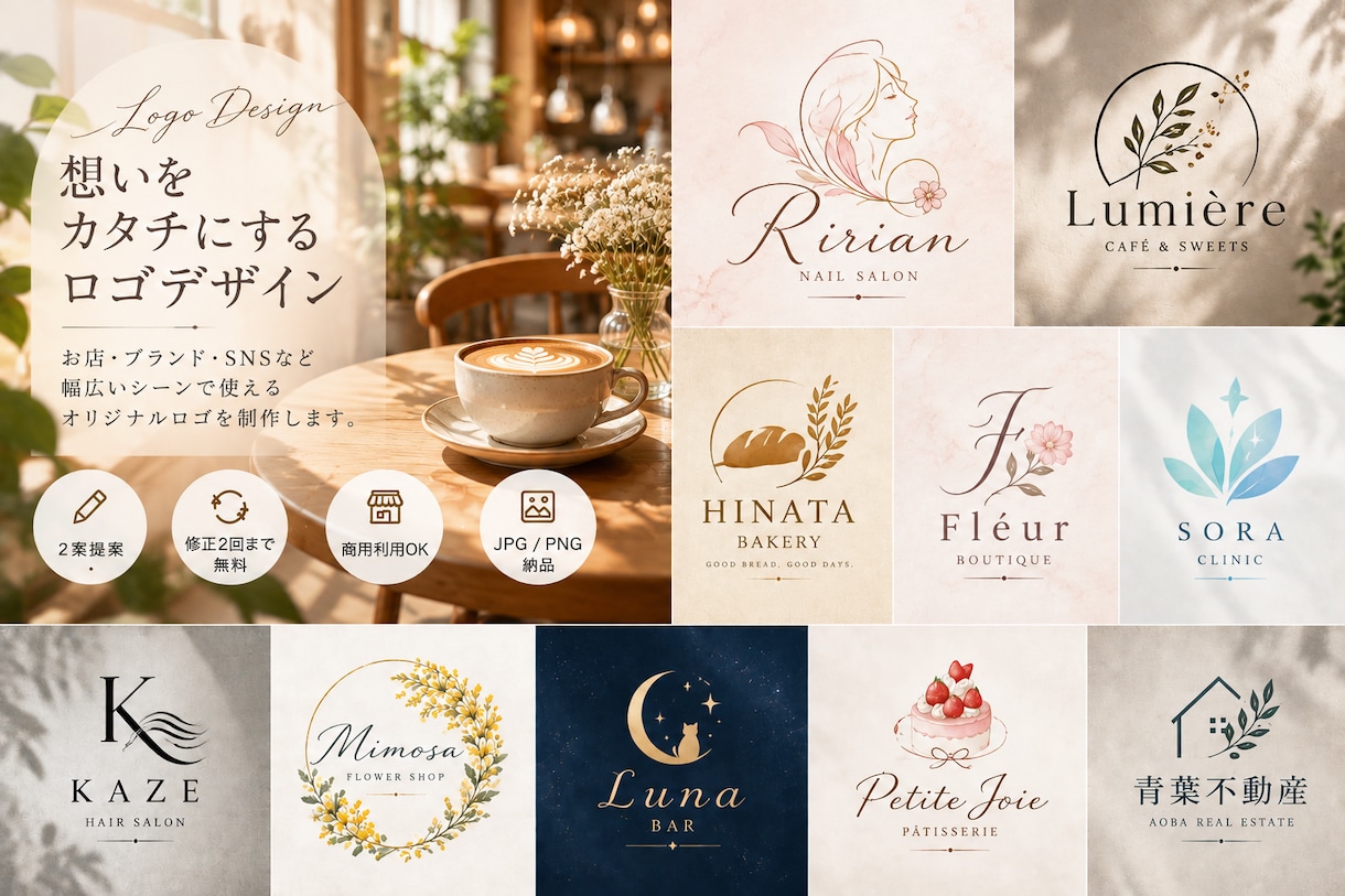 シンプルで印象に残るロゴを作成します お店やブランドの想いをカタチにします イメージ1