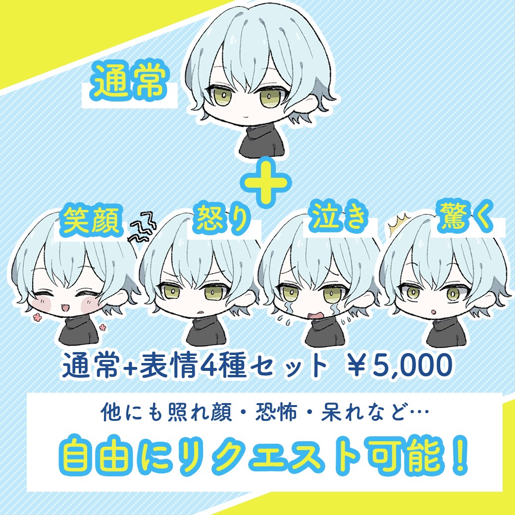 表情差分あるミニキャラ描きます 商用OK！ブログ、動画、配信用のかわいいアイコンにぴったり♪ イメージ2