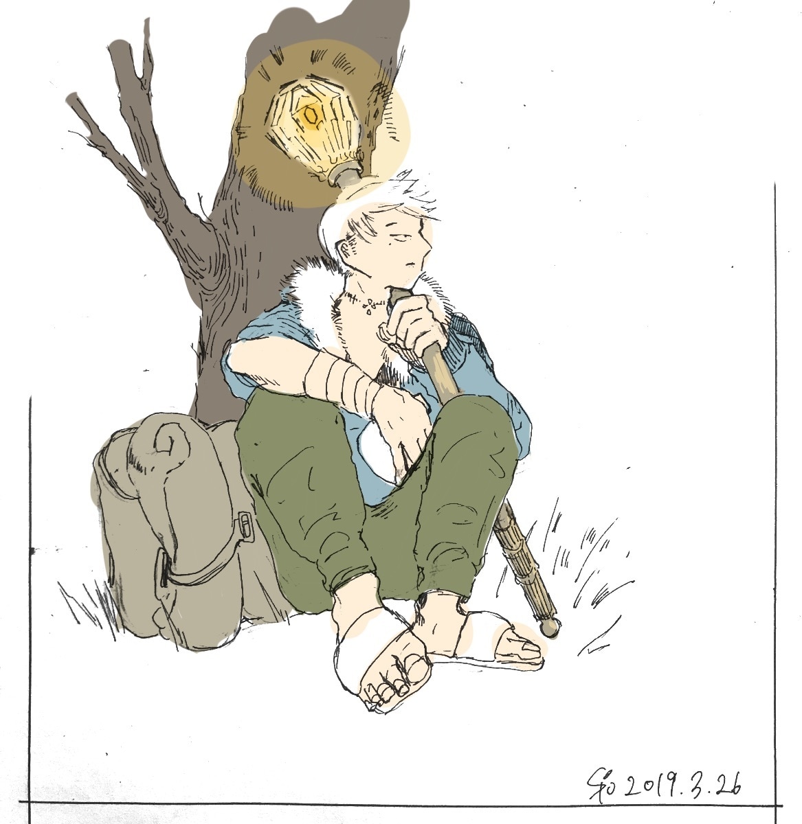 表紙、挿絵にオススメな1枚絵を描きます アナログ線画デジタル着色で世界観や物語を感じられるイラスト イメージ6