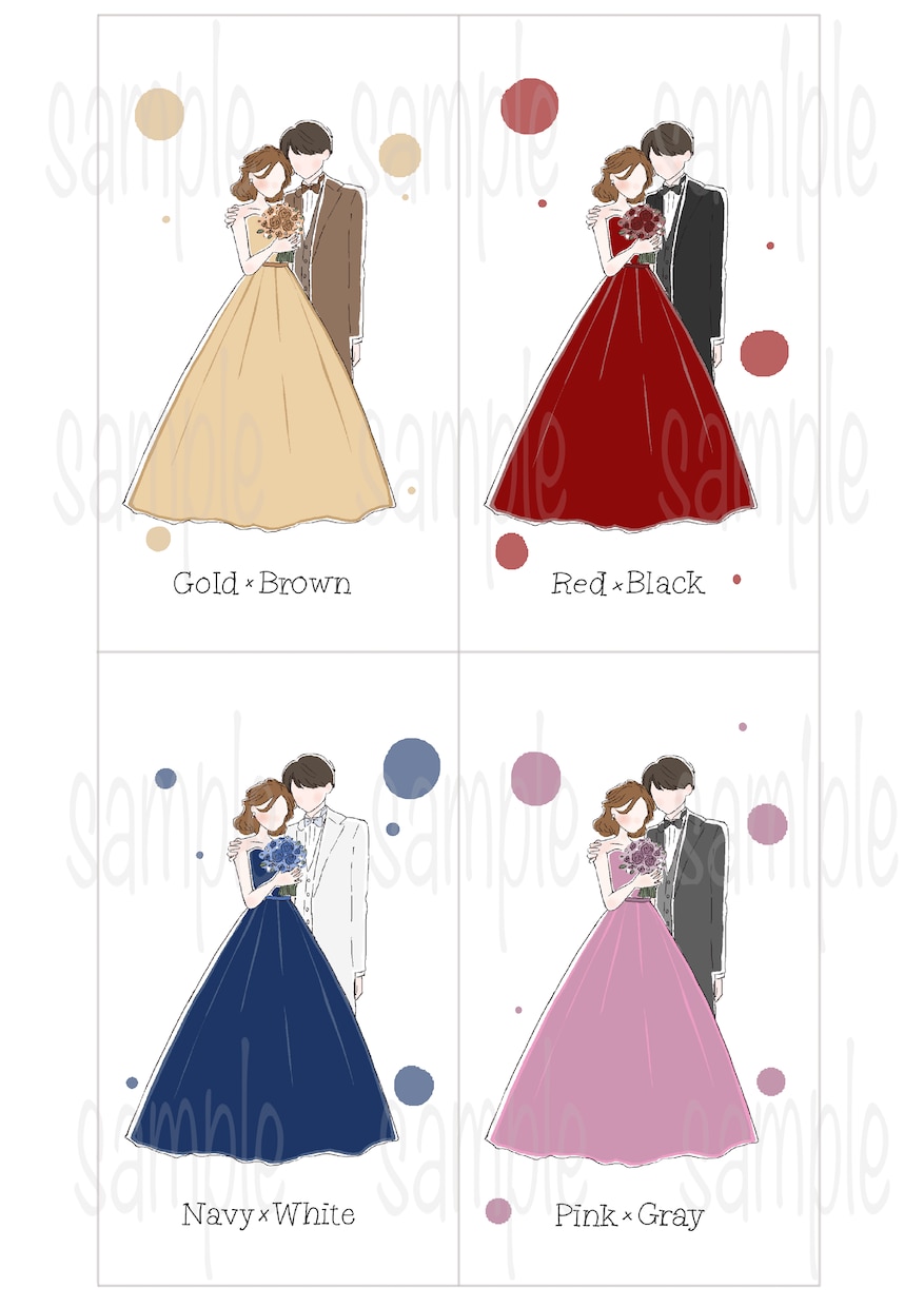 結婚式のドレス色当てクイズのイラスト作成します 新郎新婦バージョン作成しました！ドレス当てクイズ イメージ10