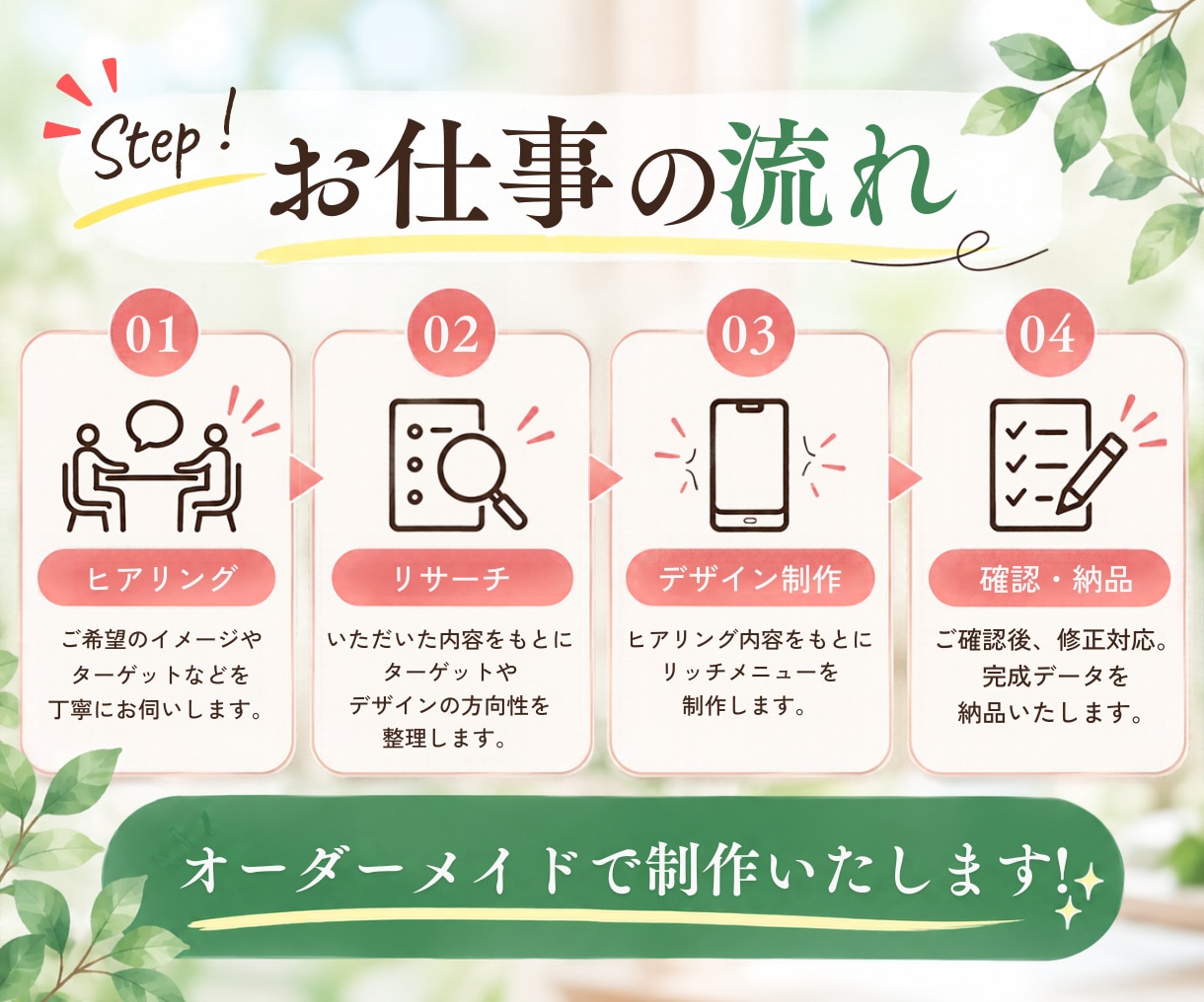 集客を意識したおしゃれなリッチメニューを作ります LINE公式をもっと魅力的に！集客・ファンづくりをお手伝い！ イメージ2