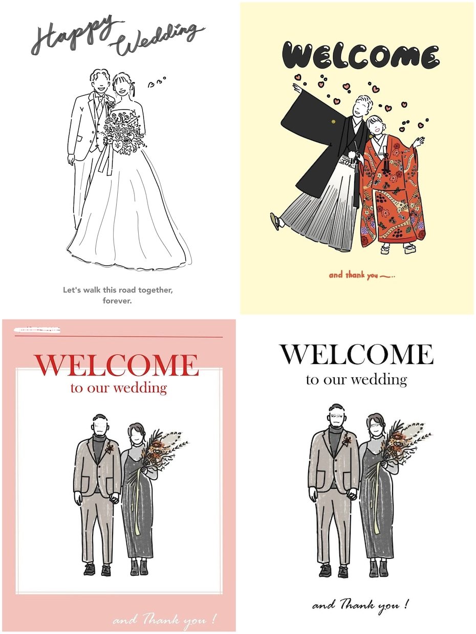雰囲気そのままウェディング線画イラストを描きます 前撮り 結婚式 ウェルカムボード 結婚祝い 記念日 イメージ8