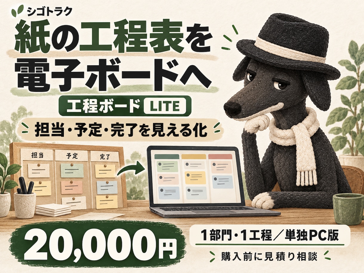 紙の工程管理を電子工程ボードに置き換えます 1部門・1工程の担当と予定をカード操作で管理 イメージ1