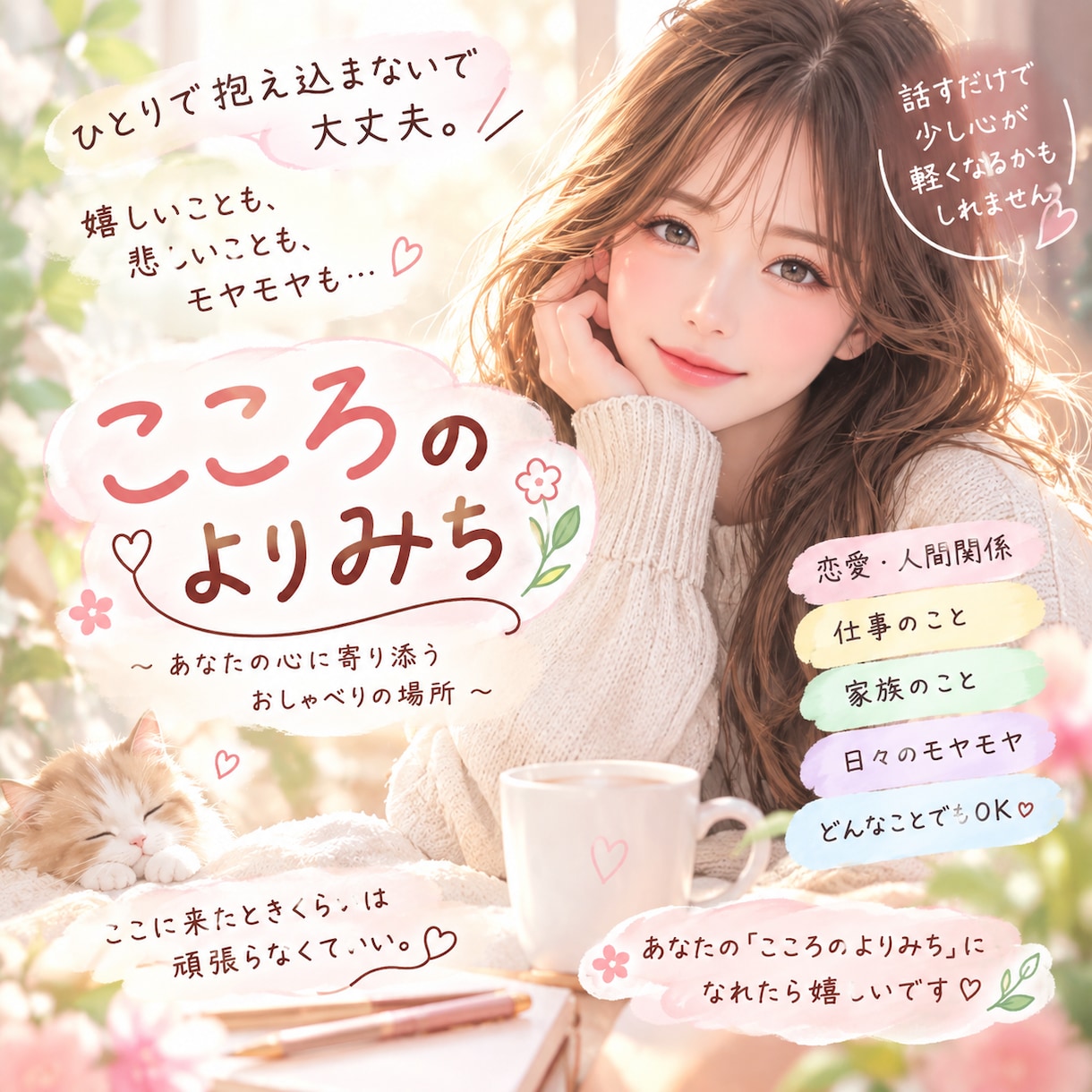 なんでも話して下さい。お聞きします こころのよりみちお話すれば、気持ちも落ち着きます イメージ1