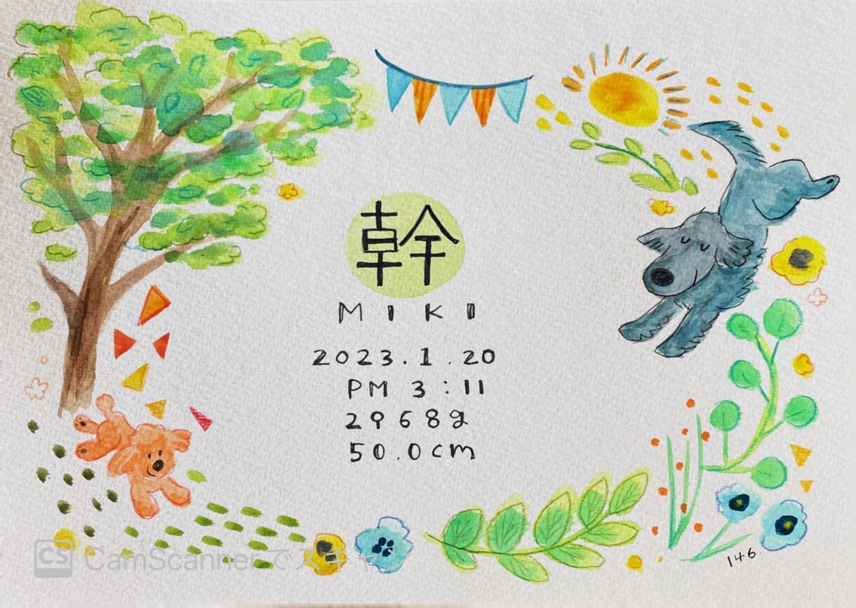 出産のお祝いや記念に喜ばれています 心温まる手描きの命名書をお探しの方へ イメージ3