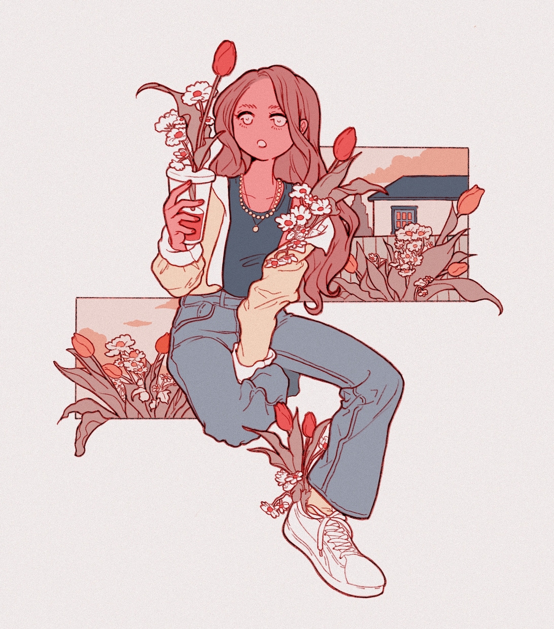 ローファイな女の子と植物のイラスト描きます 小説雑誌の扉絵経験あり。イマドキの人に響くローファイイラスト イメージ3