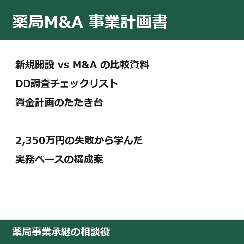 薬局M&A・独立の事業計画書を作成します 2,350万円の失敗から学んだ実践的な資料作成 イメージ1