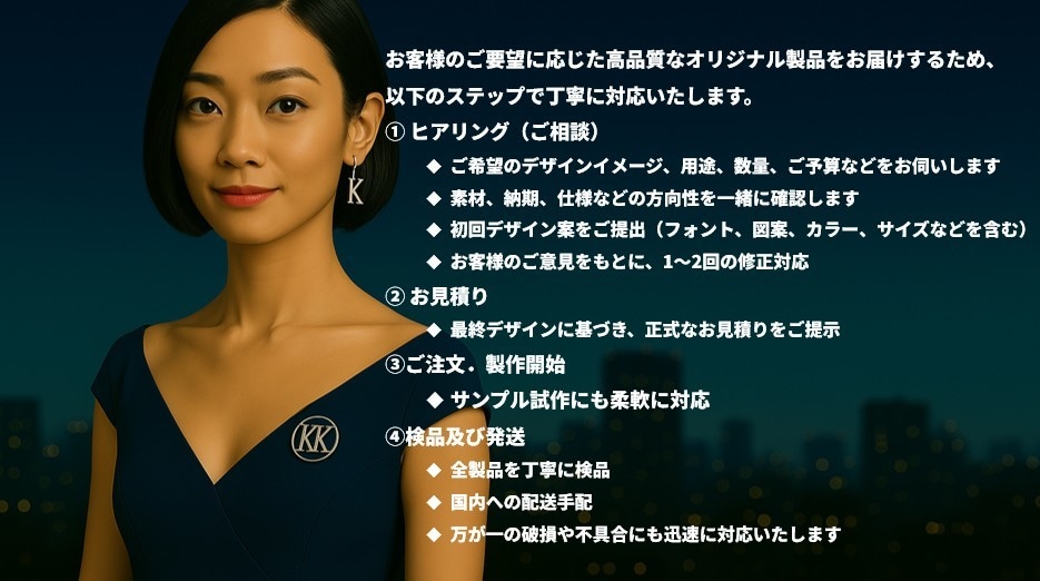 オリジナルの金属製ブローチをお作り致します 1点から対応可能！型料金無し！設計料金無し！ イメージ2