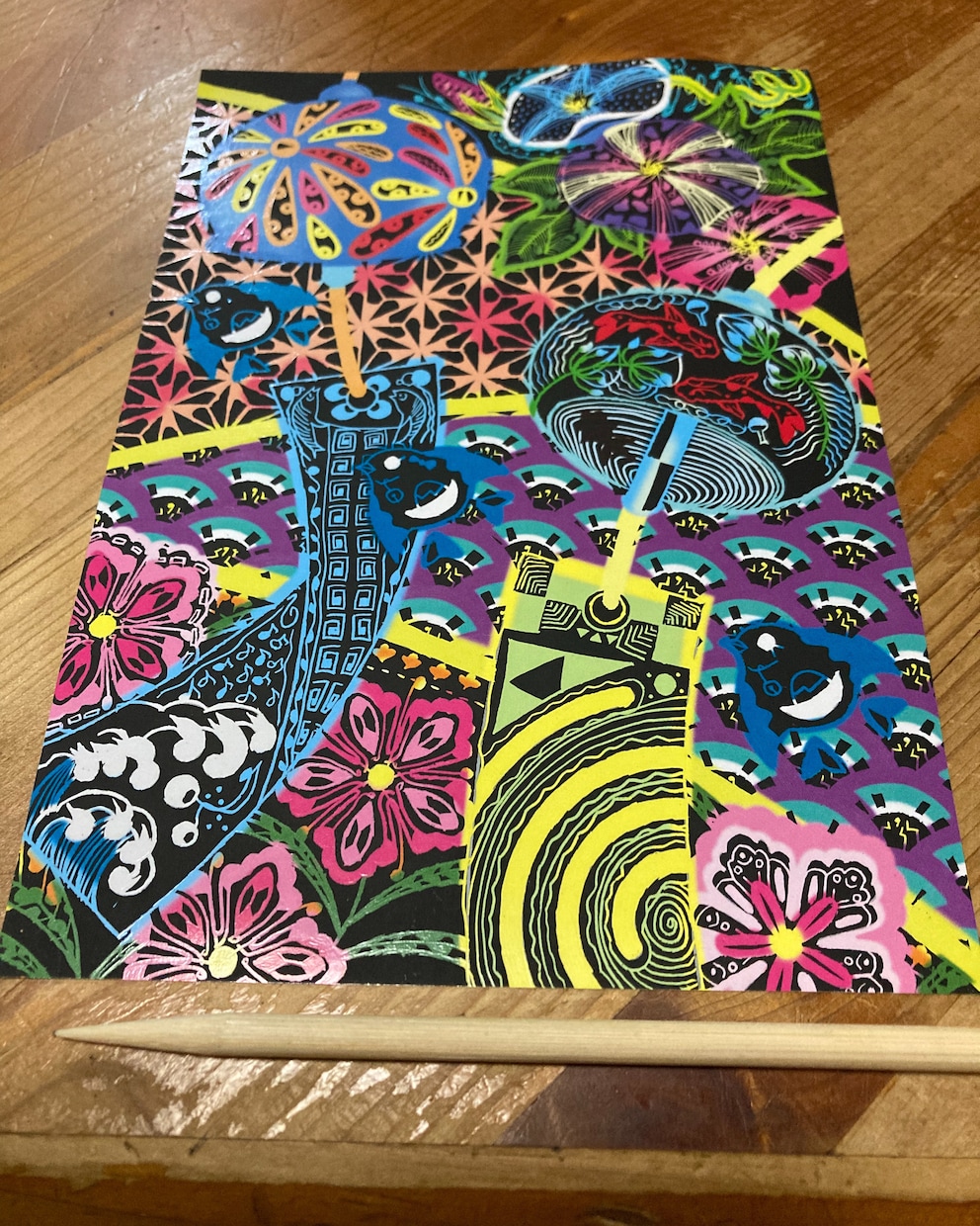 スクラッチアート、自分で想像したイラストを描きます 模写、スクラッチアート、自分で想像したイラストを描きます。 イメージ2