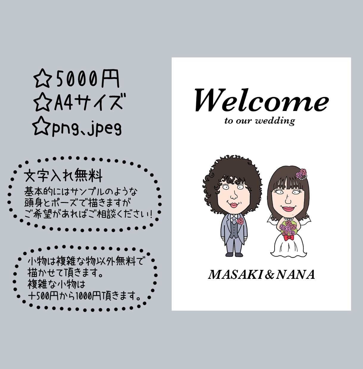 かわいくてオシャレなウェルカムボード描きます 一生の思い出に！オンリーワンなイラスト☆ イメージ4