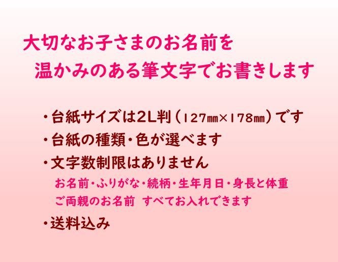 ぬくもりのある筆文字で命名書を代筆いたします 健やかな成長を願って…三児の母が心を込めてお書きします イメージ2