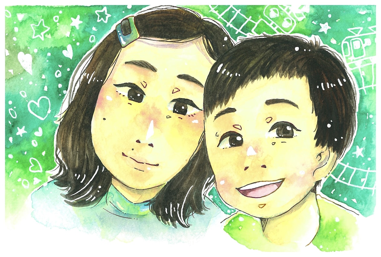 送料無料✨インテリアにも映える似顔絵を描きます ほんわか癒される！手描きのイラスト原画 イメージ3