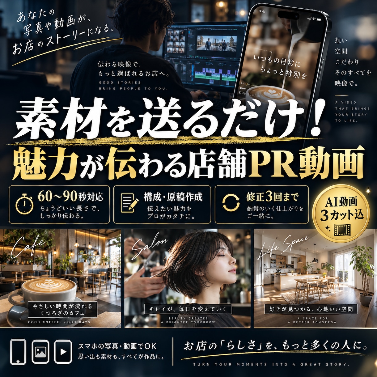 お店の魅力を1分で伝えるPRリール動画を制作します 構成・ナレーション・テロップ込みで魅力伝わる動画に仕上げます イメージ2