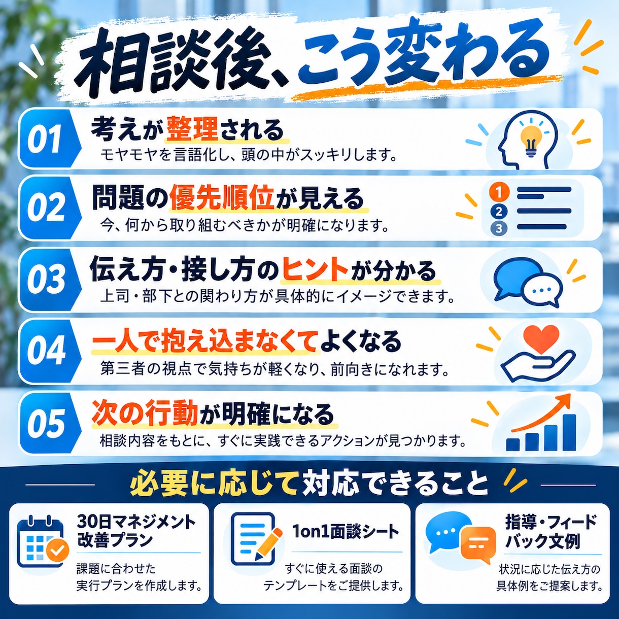 管理職の悩み・部下育成・上司対応を整理します 部下への接し方・上司との板挟みを現場経験者と解決へ イメージ4