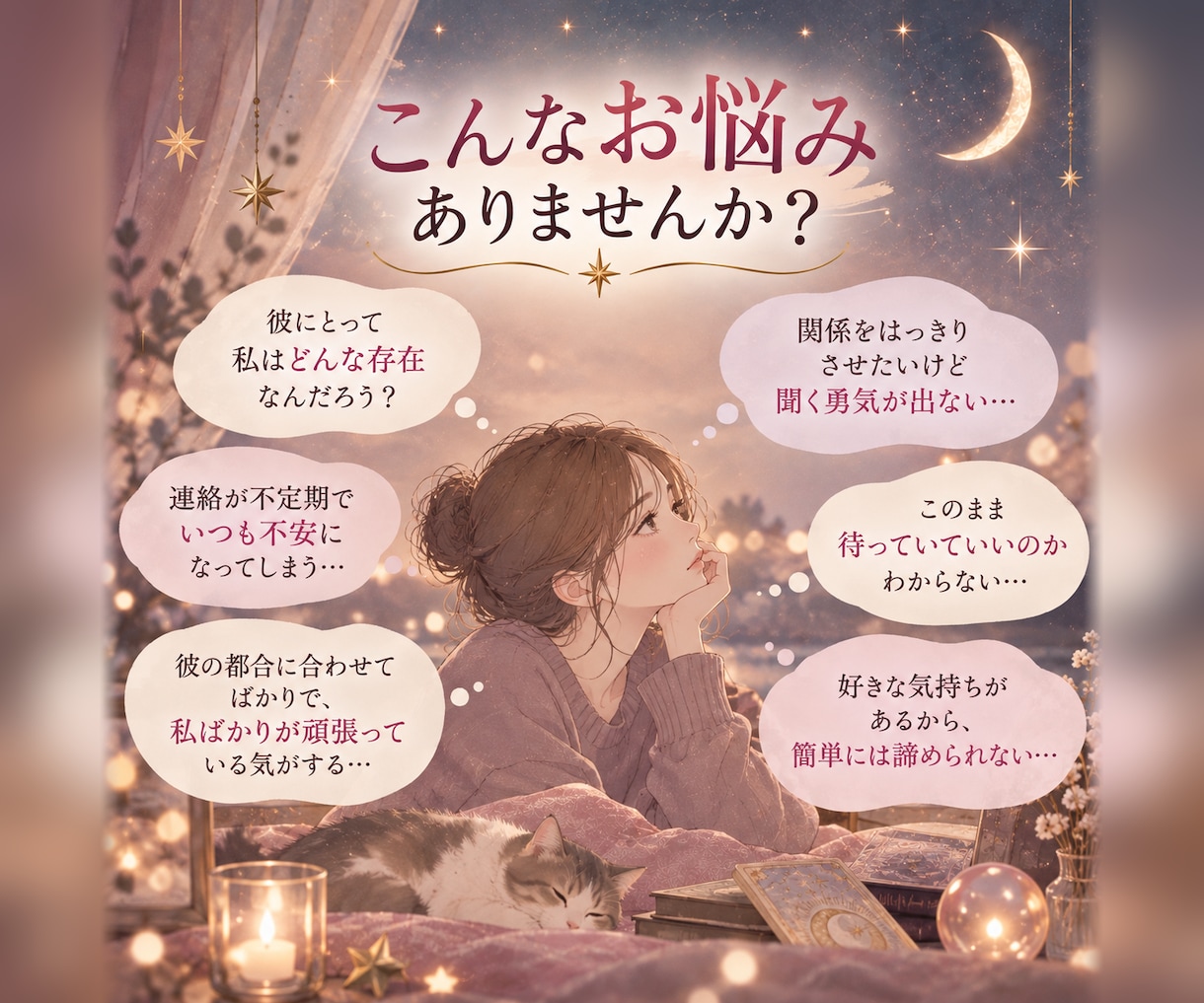 曖昧な関係に悩むあなたの恋を優しく占います 彼との関係も、あなた自身の幸せも、大切に イメージ2