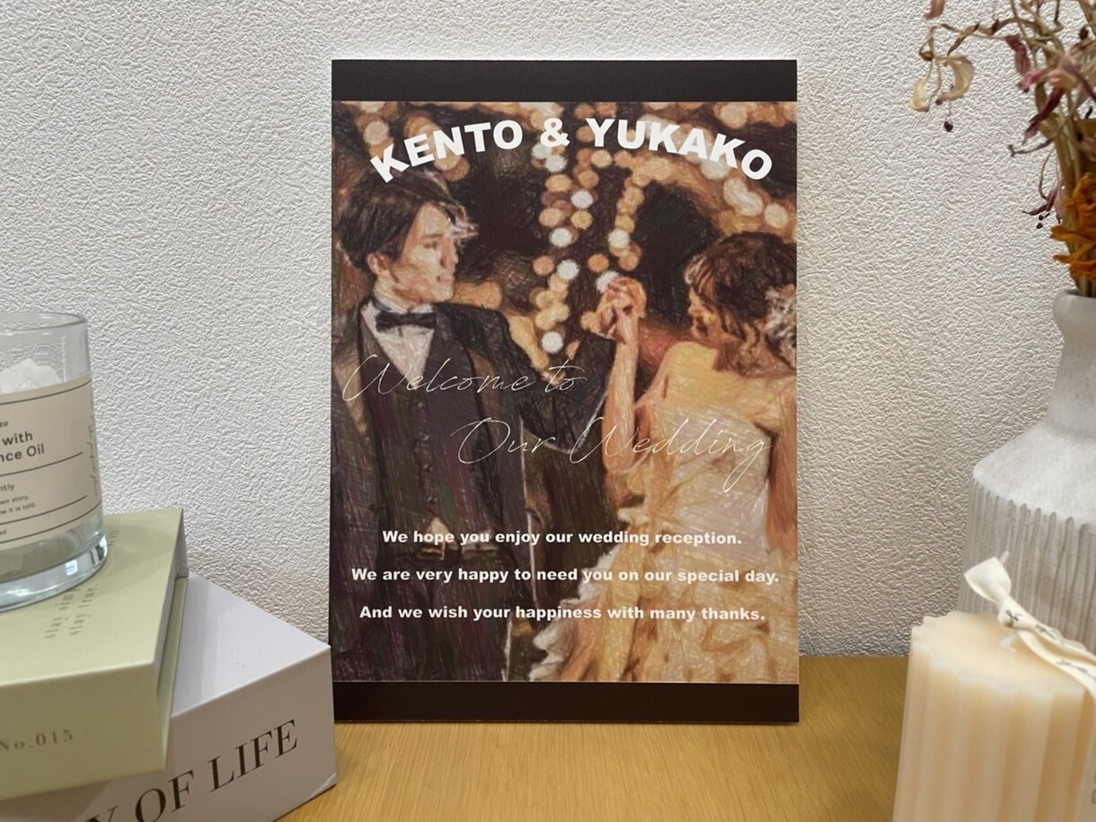 色ペン画でウェルカムボード用データ作成します お得に結婚式準備を終了プロフィールムービーオプションセット有 イメージ9