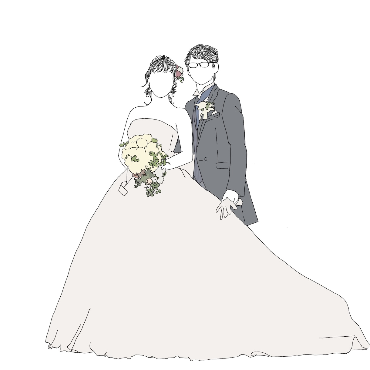 シンプルで繊細なウェディングイラスト描きます 一生の思い出を世界でたった1枚のイラストにします イメージ2