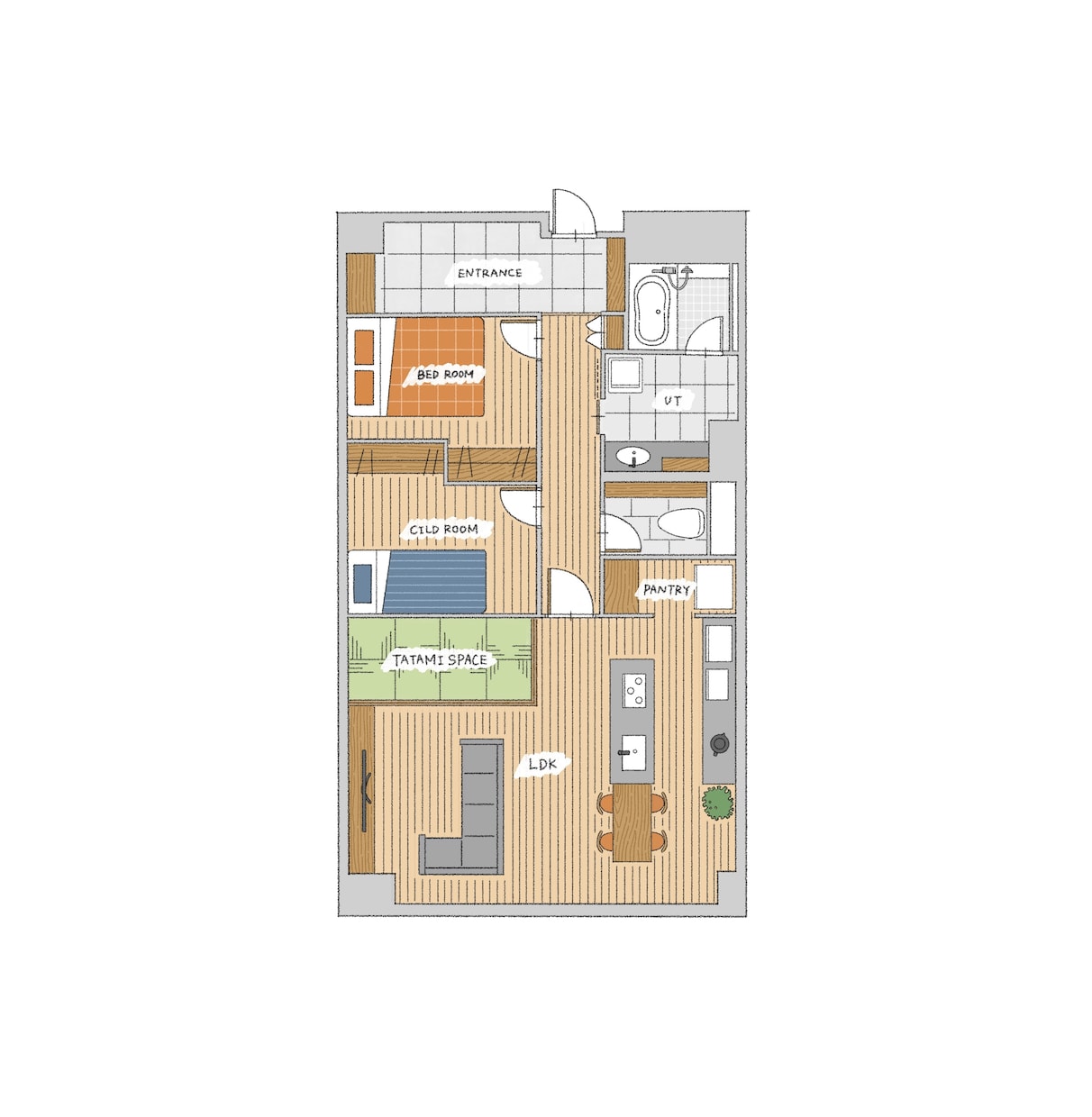 思い出になる手書き間取り図描きます インテリアコーディネーターが描く雰囲気あるイラストで差別化を イメージ2