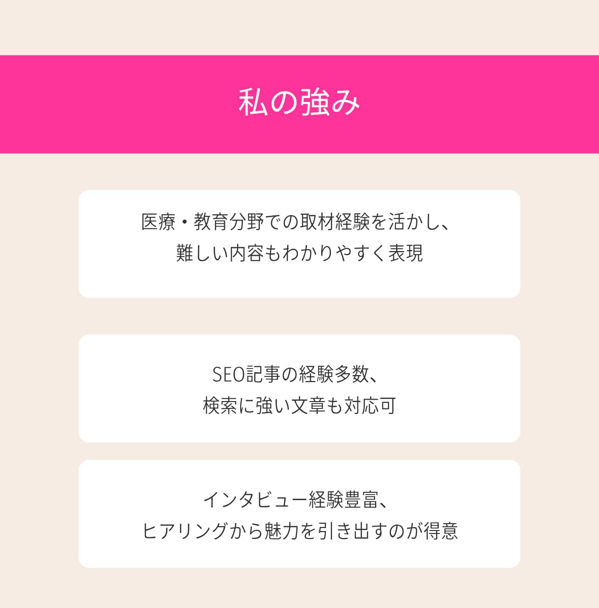 あなたの講座が選ばれる紹介文を取材して作成します 「この人から学びたい」と思ってもらえる、心に届く文章を作成 イメージ7