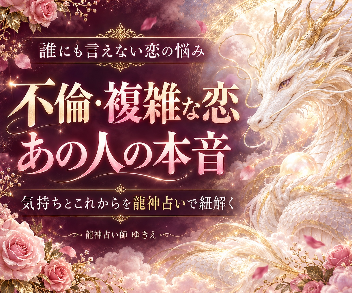 不倫・複雑な恋のお相手の本音を龍神占いで紐解きます 誰にも言えない恋の不安。相手の気持ちとこれからを丁寧に鑑定 イメージ1