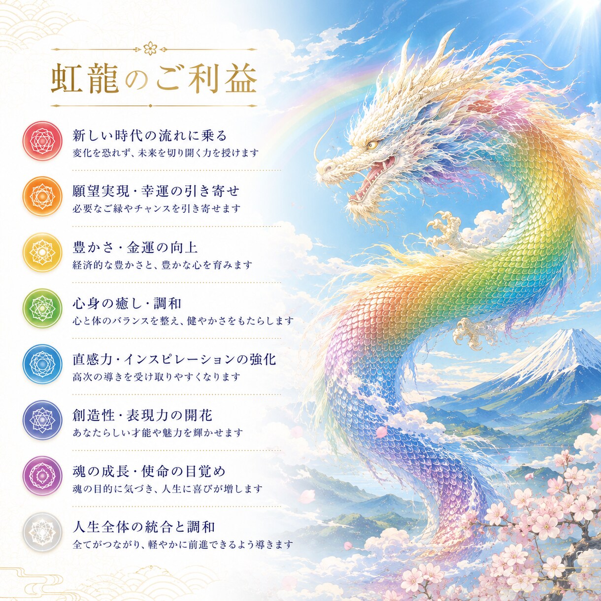 自由自在な人生へ！【高次覚醒】虹龍とご縁結びます 新時代の神　７チャクラを整え幸運をもたらす虹龍（こうりゅう） イメージ2