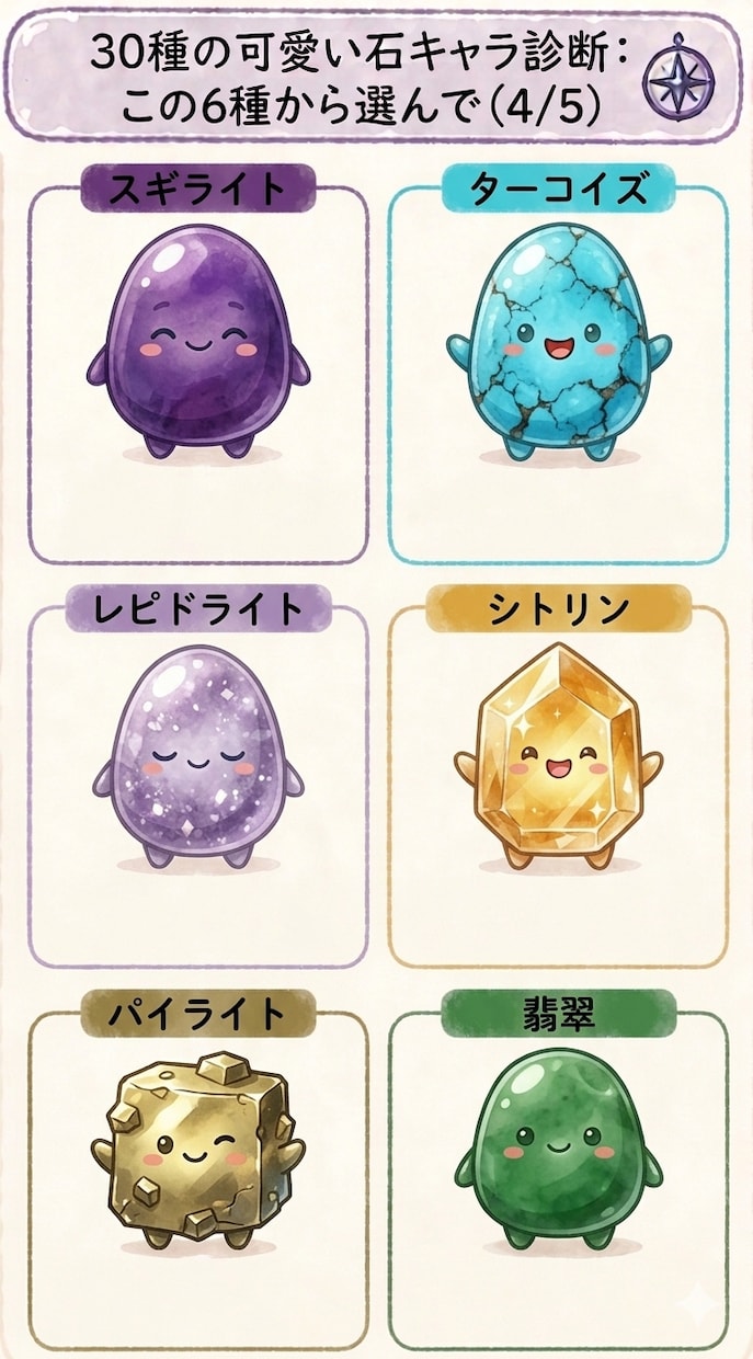 気になる石から今の本音を読み解き画像診断付きます モヤモヤを30種の石キャラが可愛いお守りメッセージに変えます イメージ6