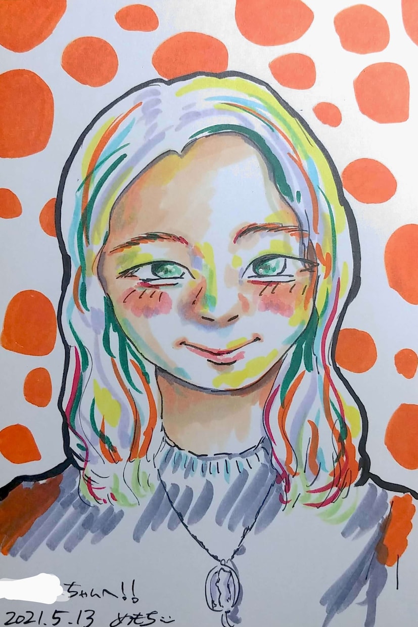 カラフルでポップな手描き似顔絵描きます はがきサイズのお手頃価格で試してみませんか？ イメージ2