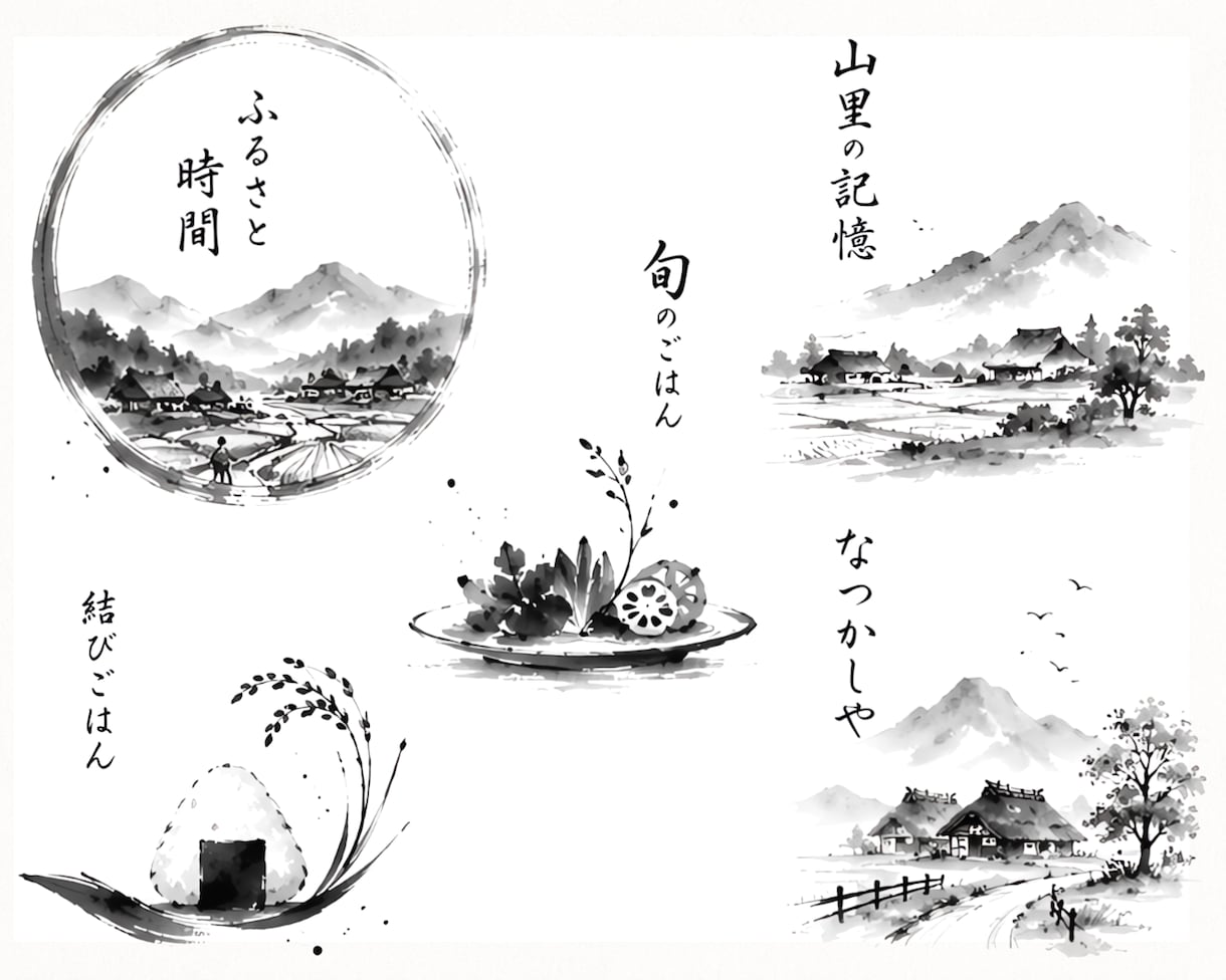 墨で魅せるモチーフデザインの墨絵ロゴを制作します 高級感と空気感を墨絵ロゴで表現します イメージ1