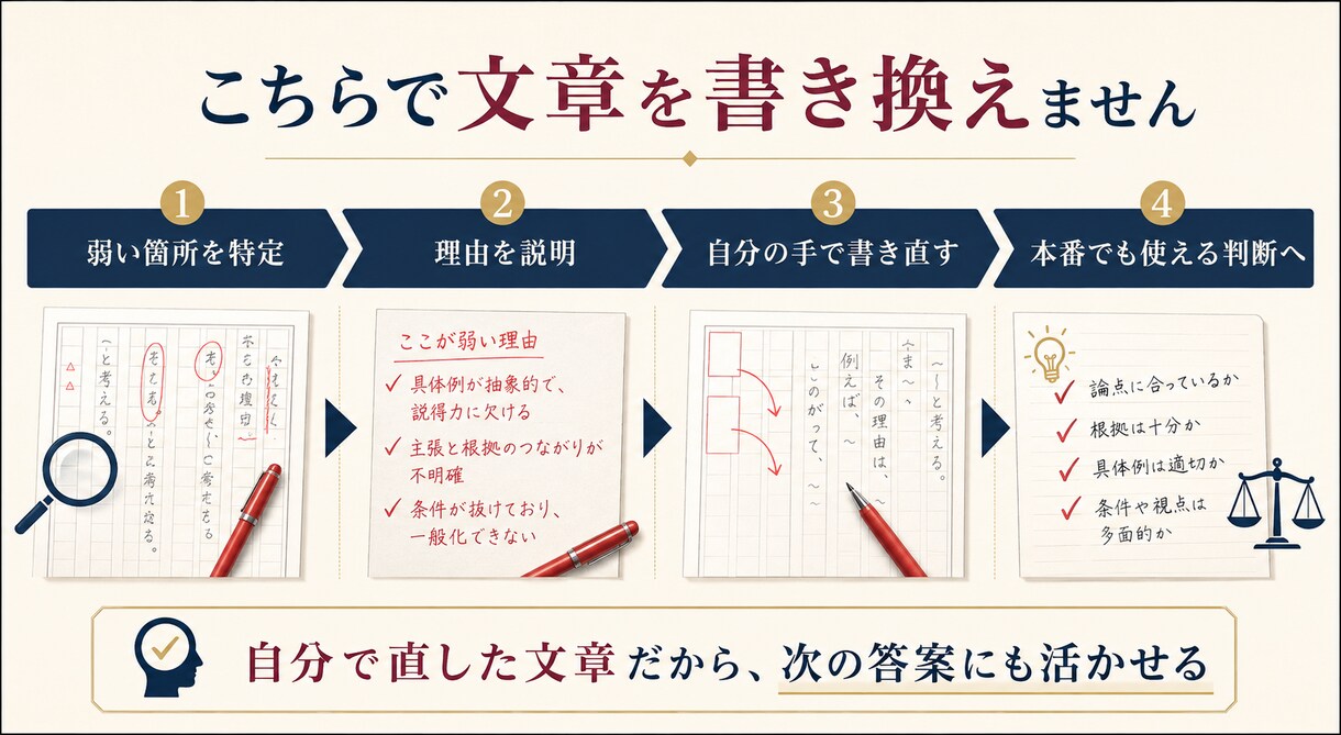 早慶・大学受験の小論文を論理構成から添削します 答案1本を構成診断・論理添削・再確認1回まで対応 イメージ4